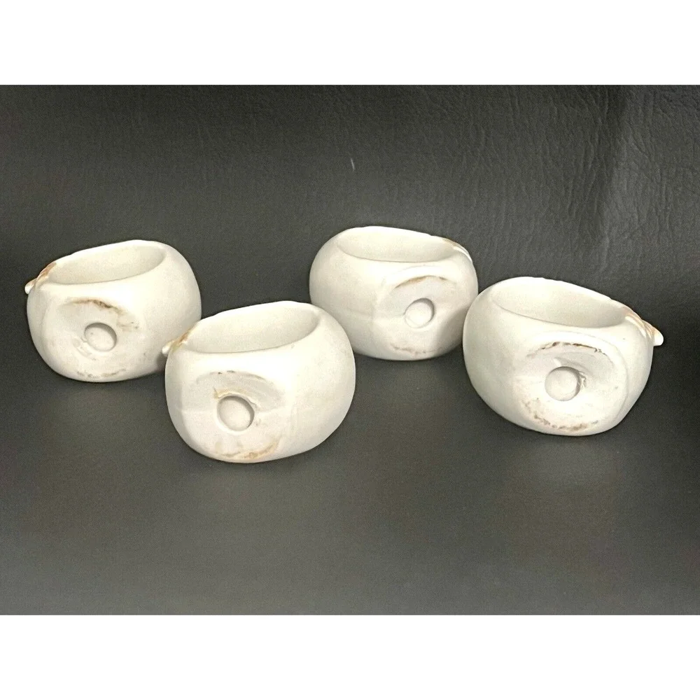 Vintage Chicken Hen Napkin Rings ~ Set of‎ 4 ~ Stoneware ~ Handpainted